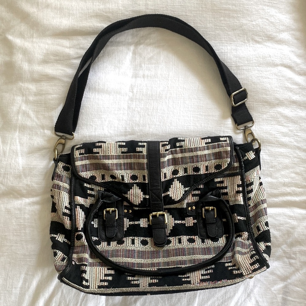 Anthropologie 7 Chi Black Multicolor Crossbody Shoulder Bag